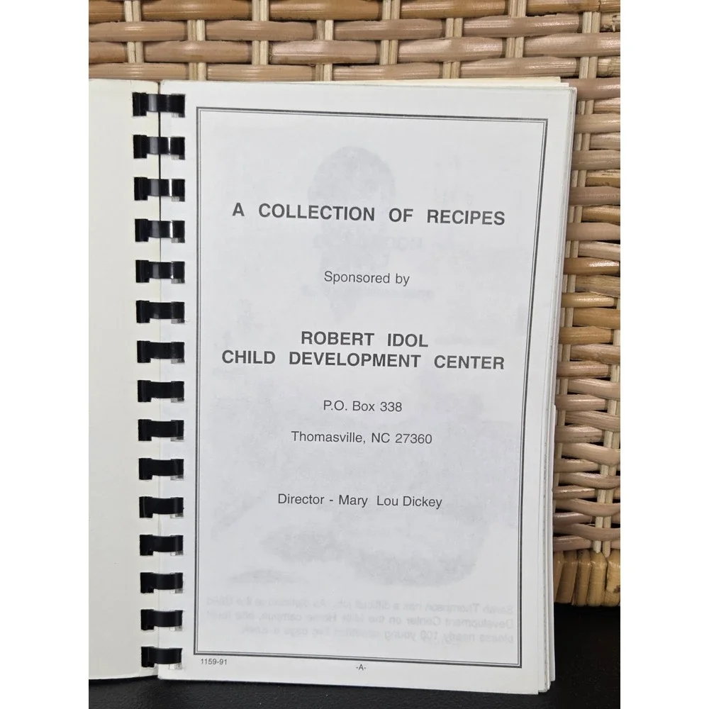 Robert Idol‎ Child Development Center Cookbook Thomasville, NC 1991 Spiral